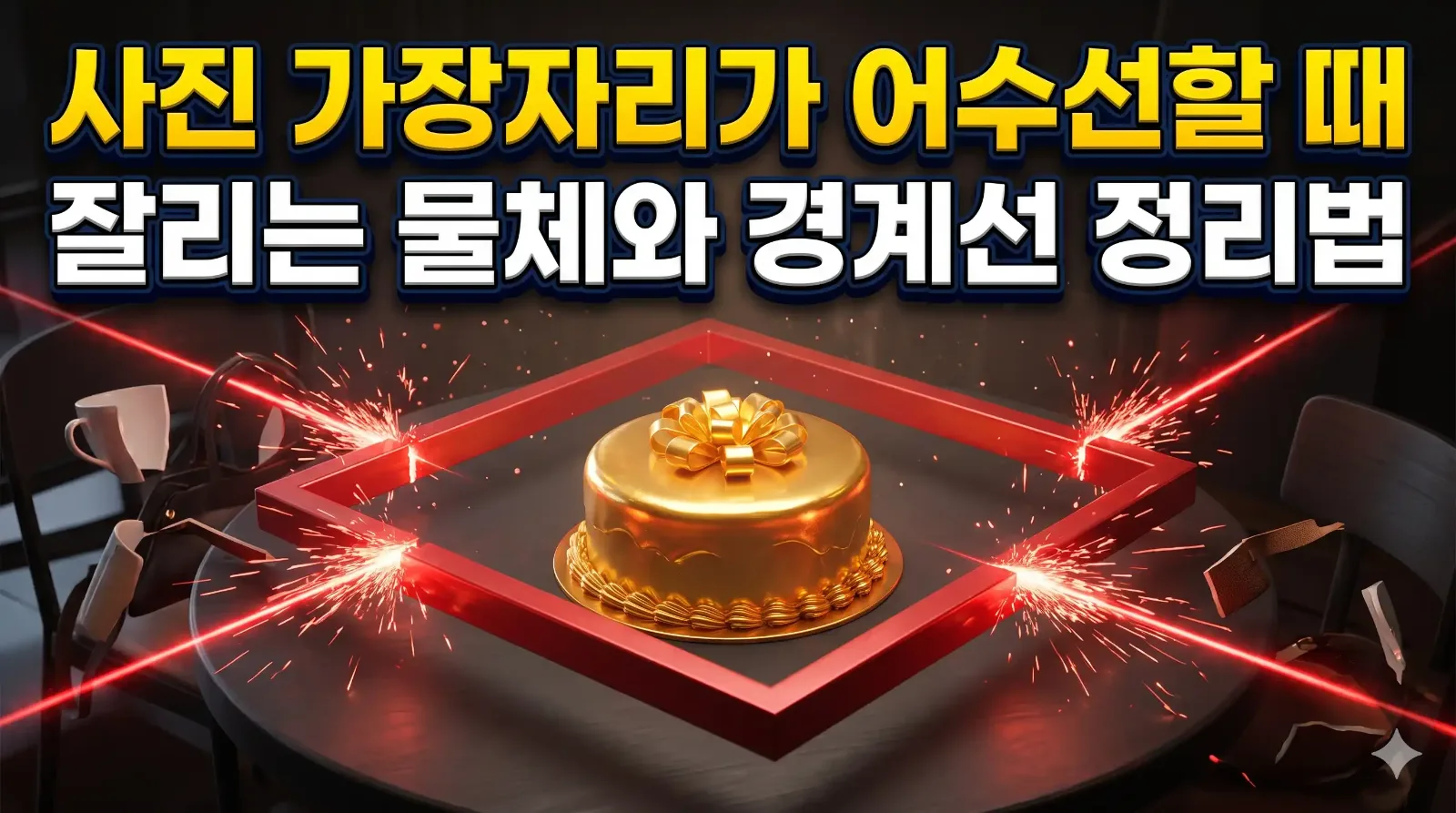 네온 뷰파인더 프레임으로 가장자리의 불필요한 요소를 깔끔하게 정돈하는 3D 아트